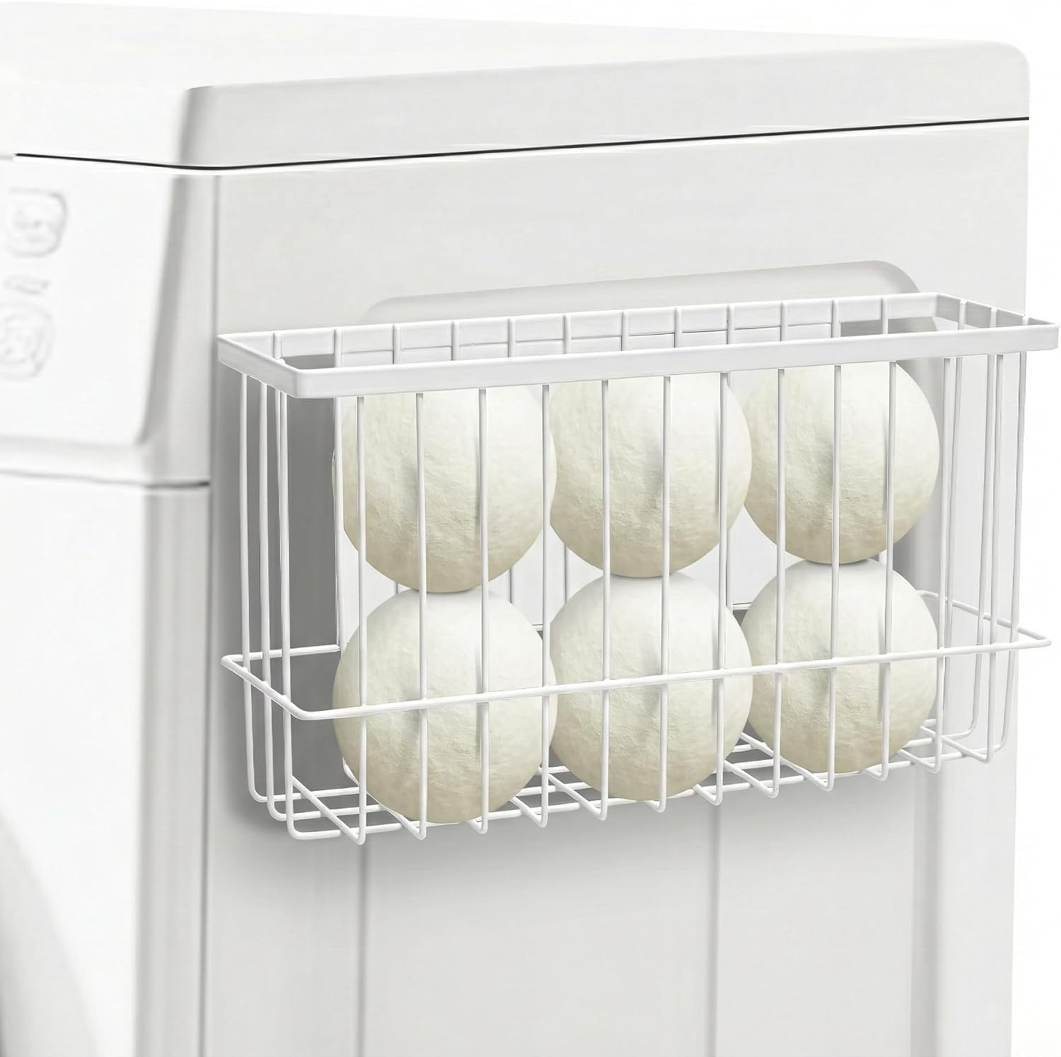 Magnetic Dryer Ball Holder Basket for Laundry Room,Magnet Lint Bin Dryer Ball Laundry Organizer, Iron Wool Dryer Ball Container Basket for Laundry Room Organization Home Storage