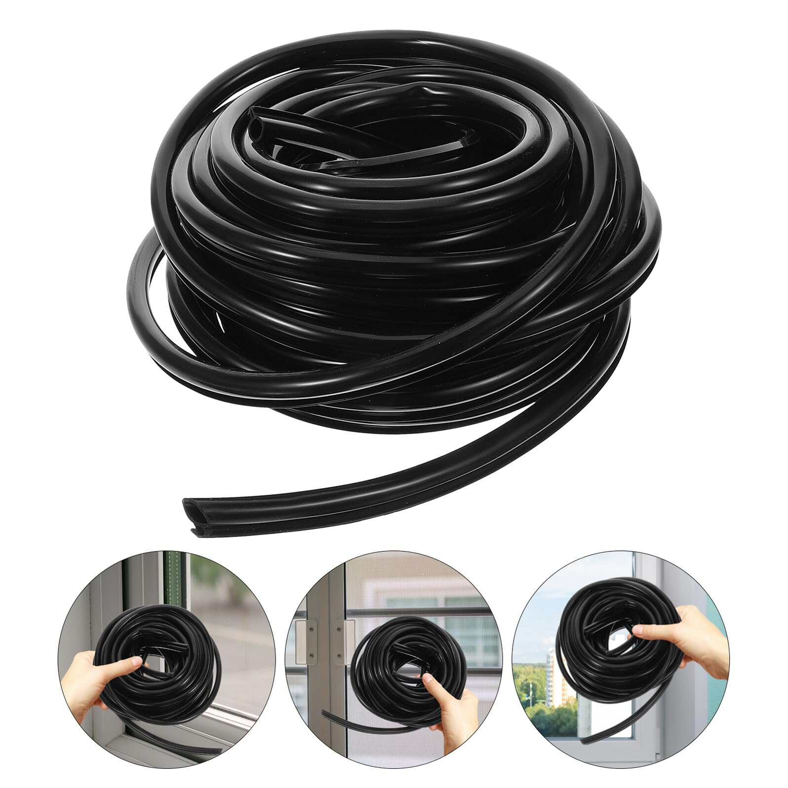 WOONEKY Striscia Sigillante per Finestre e Porte in Gomma Silicone Nero, Antivento e Antipolvere, Guarnizione Isolante per Telaio, Protezione Silenziosa e Tenuta Ottimale
