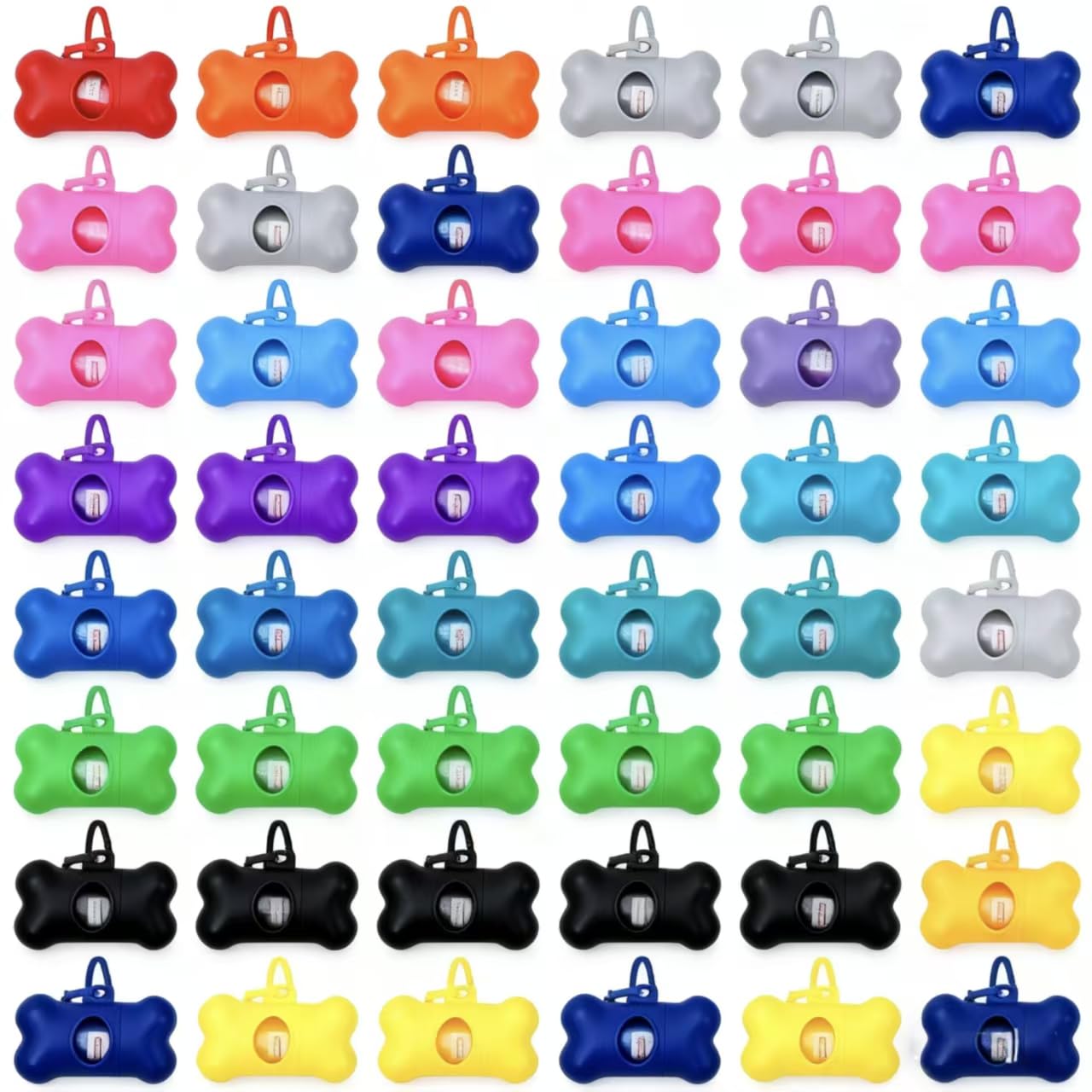Hundekotbeutelhalter aus Kunststoff, für Spaziergänge, Wandern, Camping, für Leine, mit Haken und auslaufsicher, bunt, 100 Stück