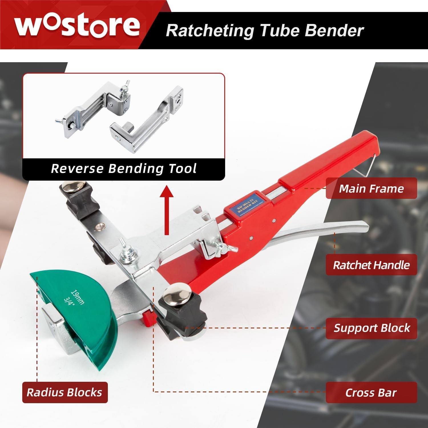 Wostore Rohrbieger Rohrbiegemaschine von Kupferrohre und Bremsleitungen manuell mit Rohrschneider Entgrater für Klimaanlage Biegezange Bremsleitung Biegewerkzeug 1/4"- 7/8" bis 90 Winkel