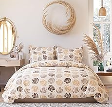 DECOMIZER 300 TC Cotton Feel All Around Elastic Fitted Glace Printed Queen Size Double Bed Bedsheet with 2 Pillow Covers Fits Upto Mattress of 8 Inches,Size - 60 x 78 x 10 Inches,Paan Patta,beige