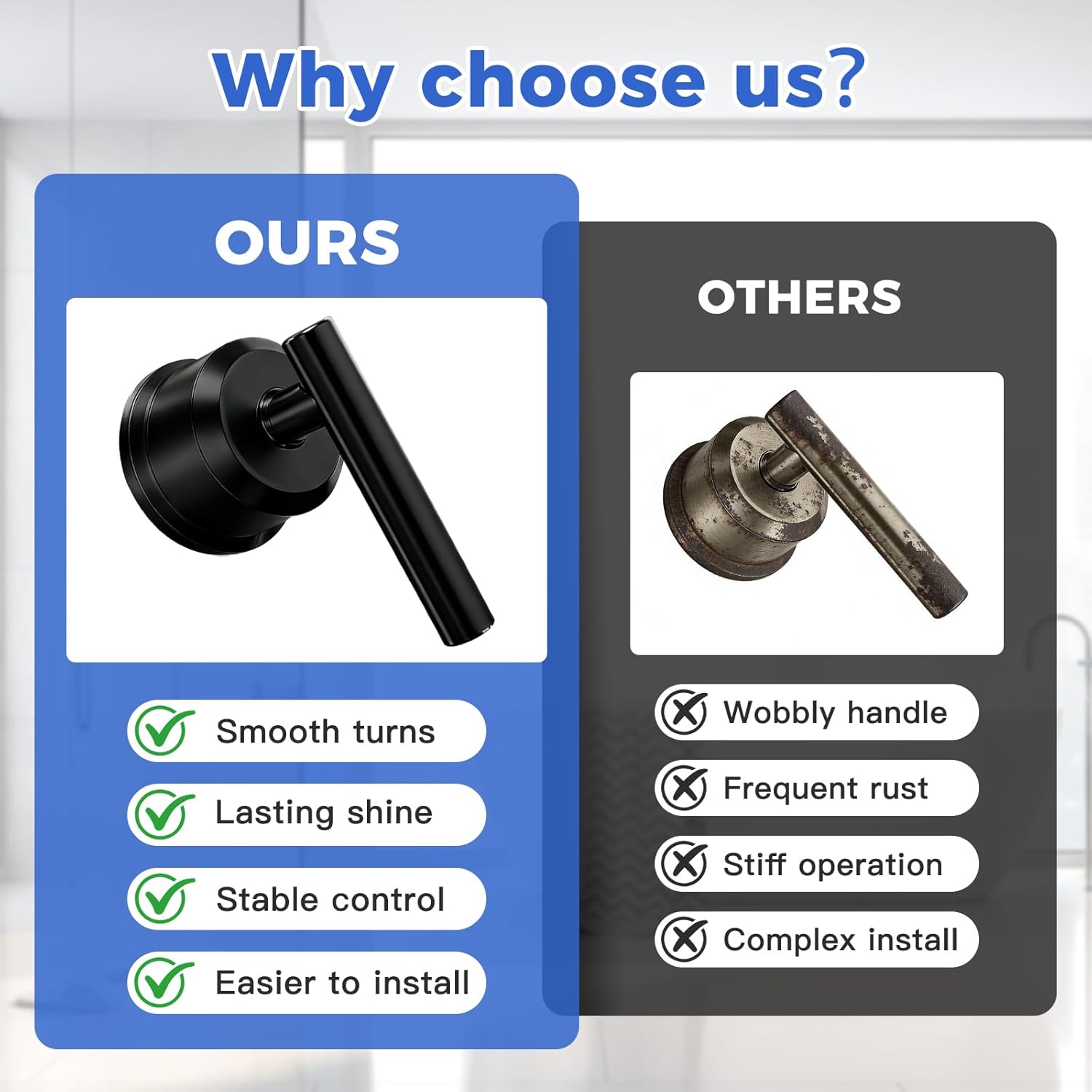 Replacement for Moen Tub/Shower Lever Handle, Compatible with Moen Shower Handle and for 1222 Cartridge,Single Handle Faucets for Adjust Water Volume and Temperature,All Metal Retro Black