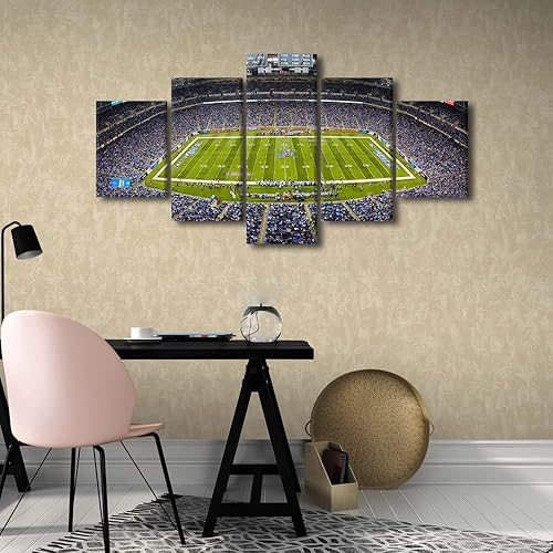 Vista 263 de Cuadros de estadios deportivos de fútbol americano de Minnesota, cuadros de vikingos, 5 paneles, lienzo para pared, arte de pared del estadio