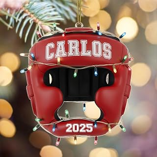 Wrestler Christmas Ornament 2025 Personalized | Flat 2D Wrestling Headgear Decoration with Custom Name & Year | Unique Sports Wrestling Holiday Tree Ornament Gift for Athletes, Coaches, Fans