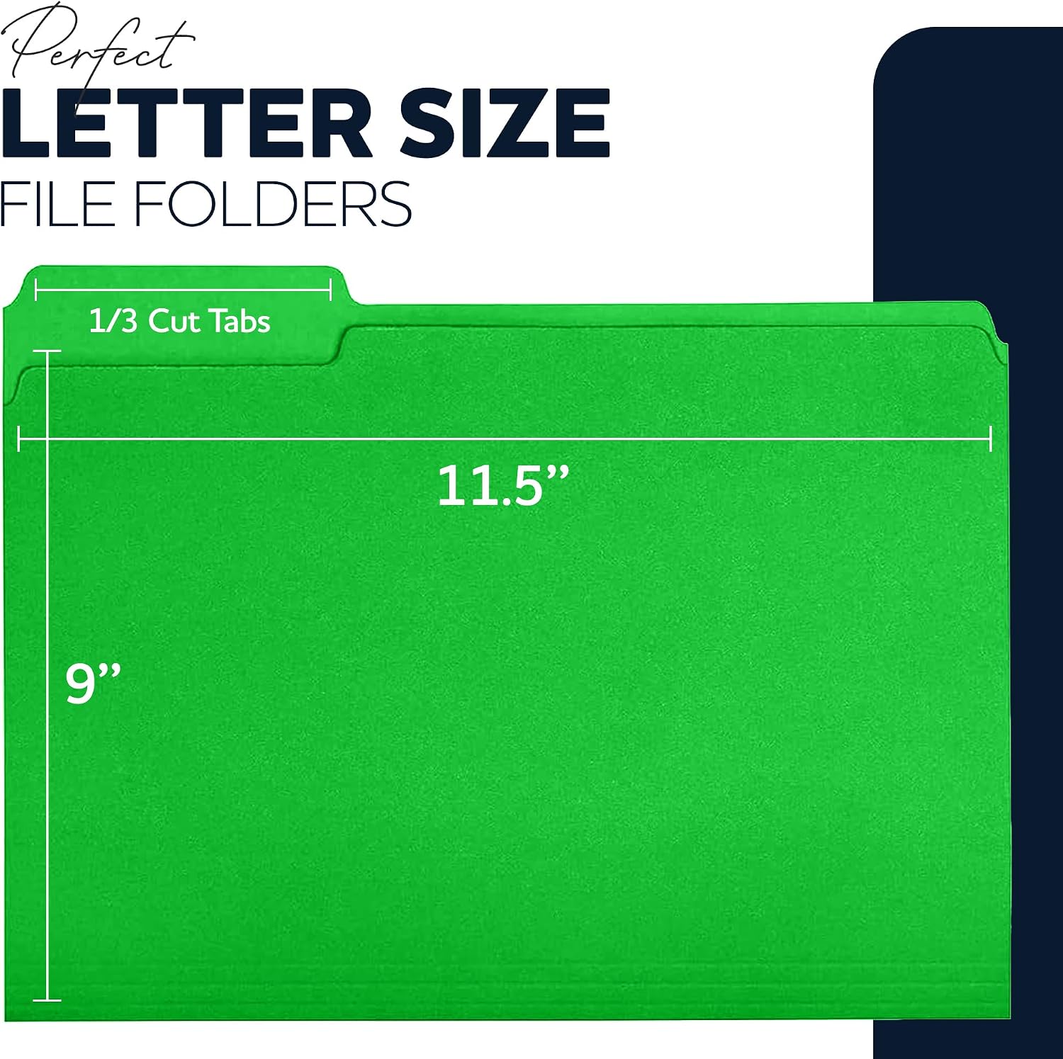 Colored File Folders 15-Pack – 5 Assorted Colors – Letter Size, 1/3-Cut Tabs – Paper Folders - Bright Set: Red, Green, Yellow, Pink, Blue (Bright Set) image 2
