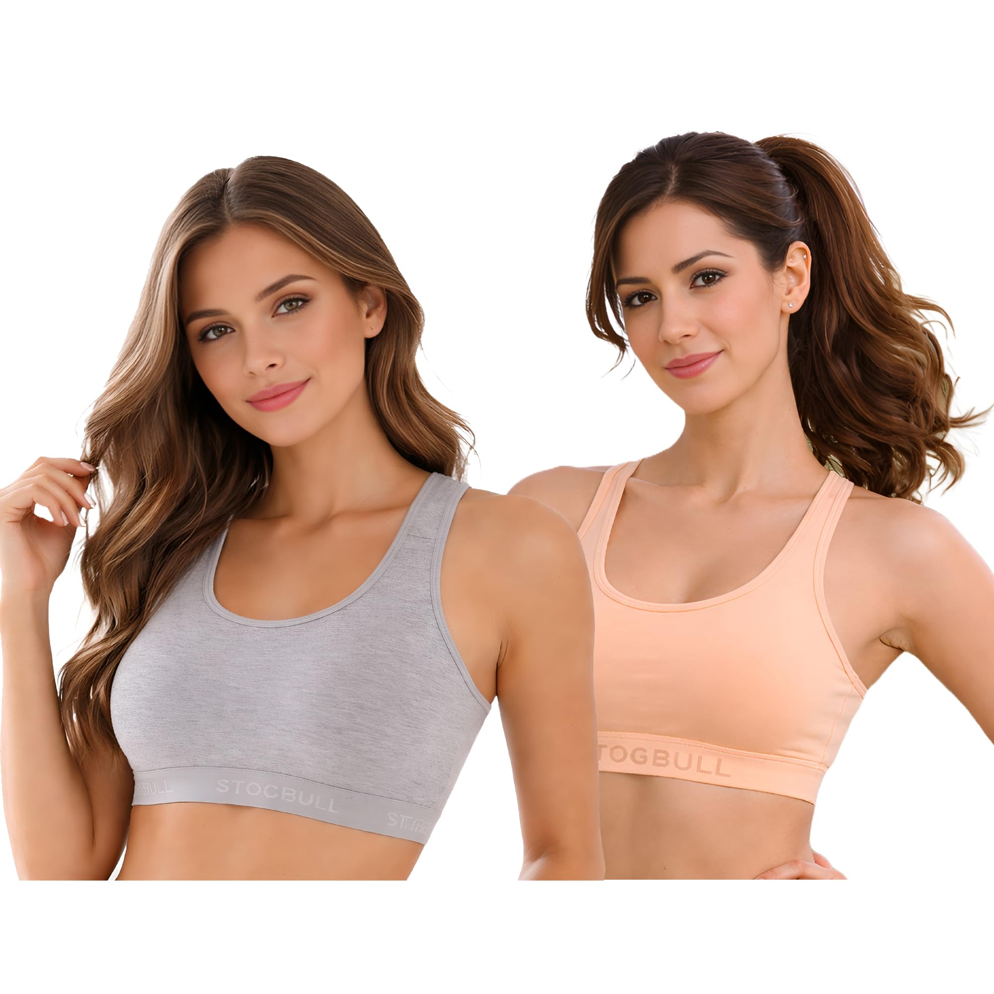 stogbull Cotton Lycra Stretchable Full Coverage Non Padded Sports Bra Combo Pack of 2 for Gym Yoga Exercise Running Workout Regular Daily use-picture-22