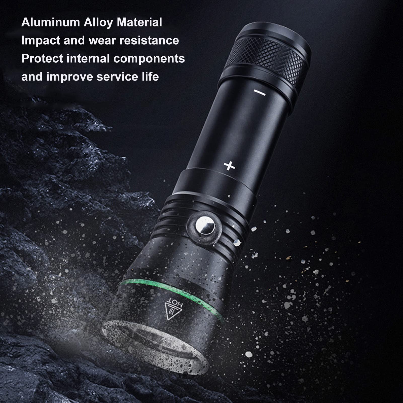 VGEBY Torcia Subacquea, 3 modalità Lampada Torcia Subacquea Ad Alta luminosità IPX8 Impermeabile in Lega di Alluminio da 110 Metri Immersioni Subacquee