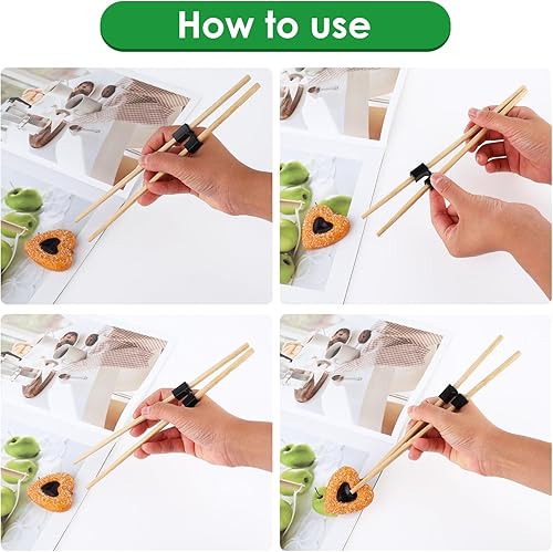 Miniatura 3 de 6 pares de palillos reutilizables, palillos de entrenamiento para adultos, conector de bisagras, palillos de práctica antideslizantes y portátiles