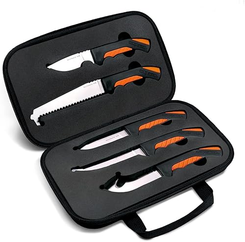 Cold Steel Kit de caza de hoja fijajuego de 5 cuchillosmango de doble texturaestuche incluido