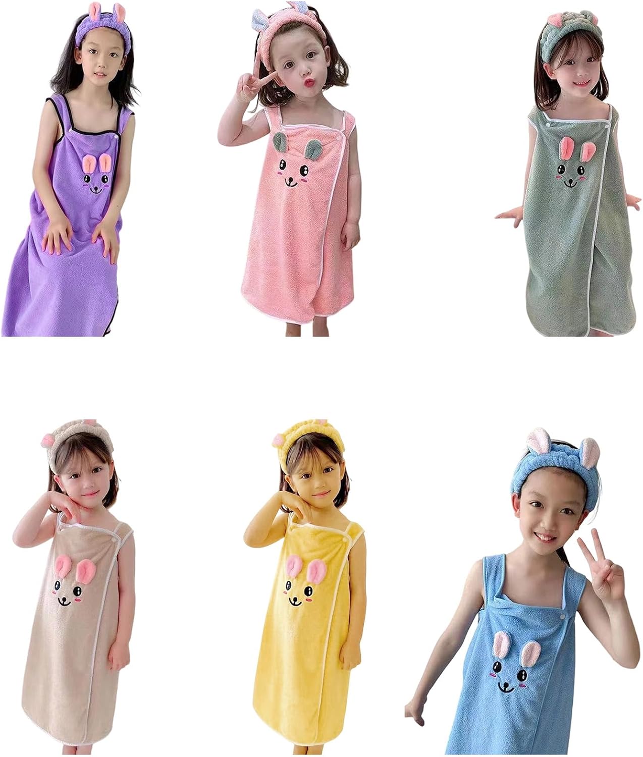 Bathrobe Towel Set Includes Headband Quick Drying Materials for Pool Beach Shower Robe