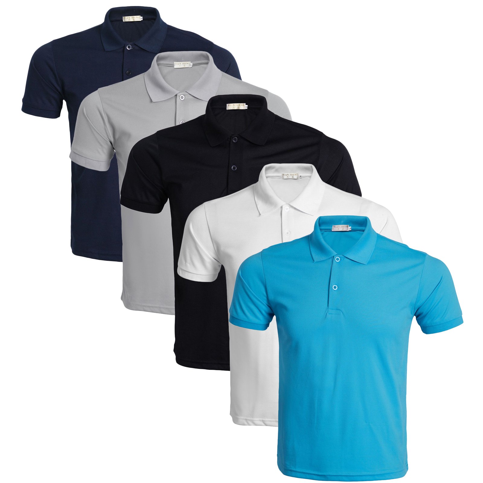 Polo T-Shirt Homme Coton Manches Courtes Casual Sport Tee Tops Couleur Unie (Lot de 3/4/5)