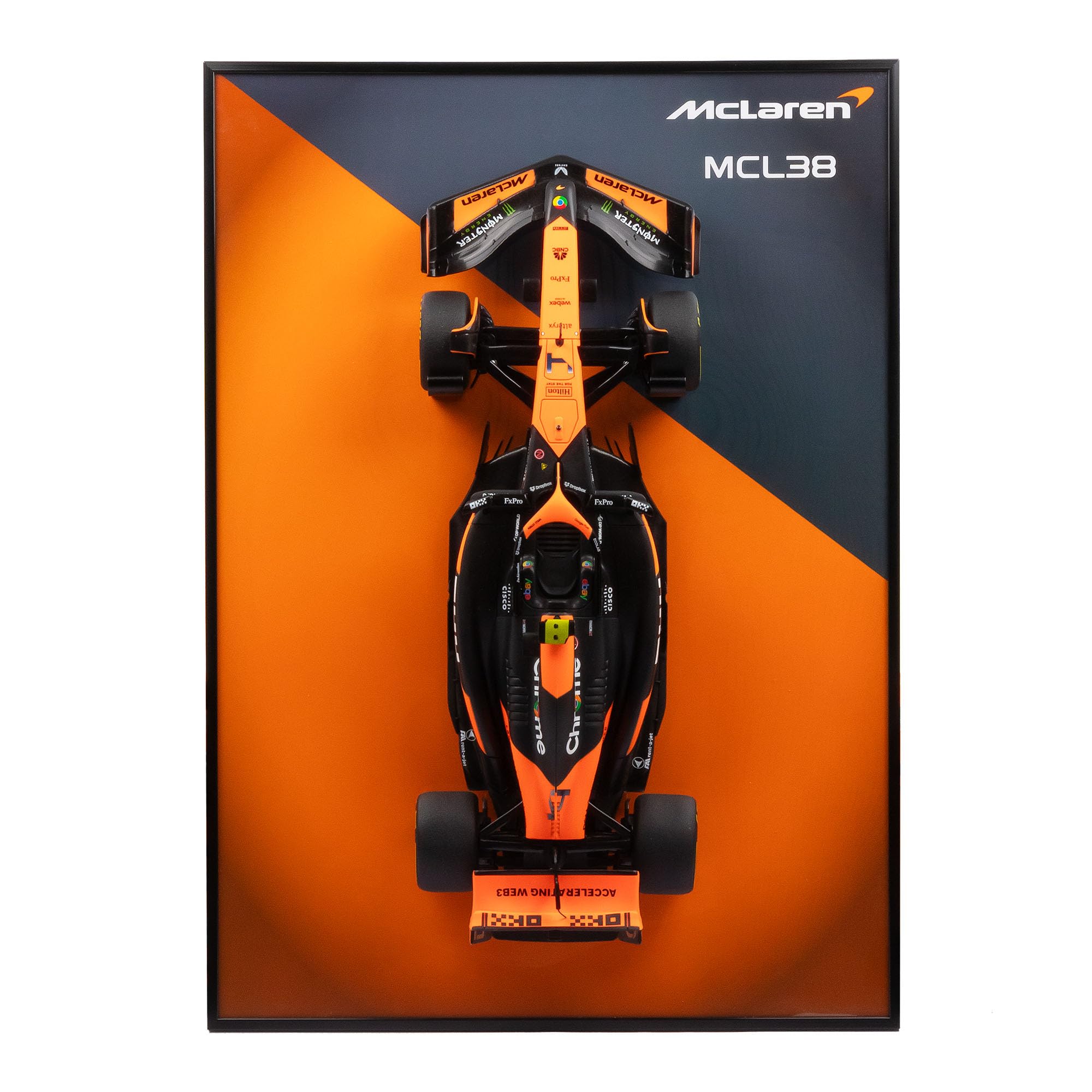 Maisto McLaren MCL38 - Macchina radiocomandata F1, Lando Norris #4, scala 1:10, con cornice portafoto