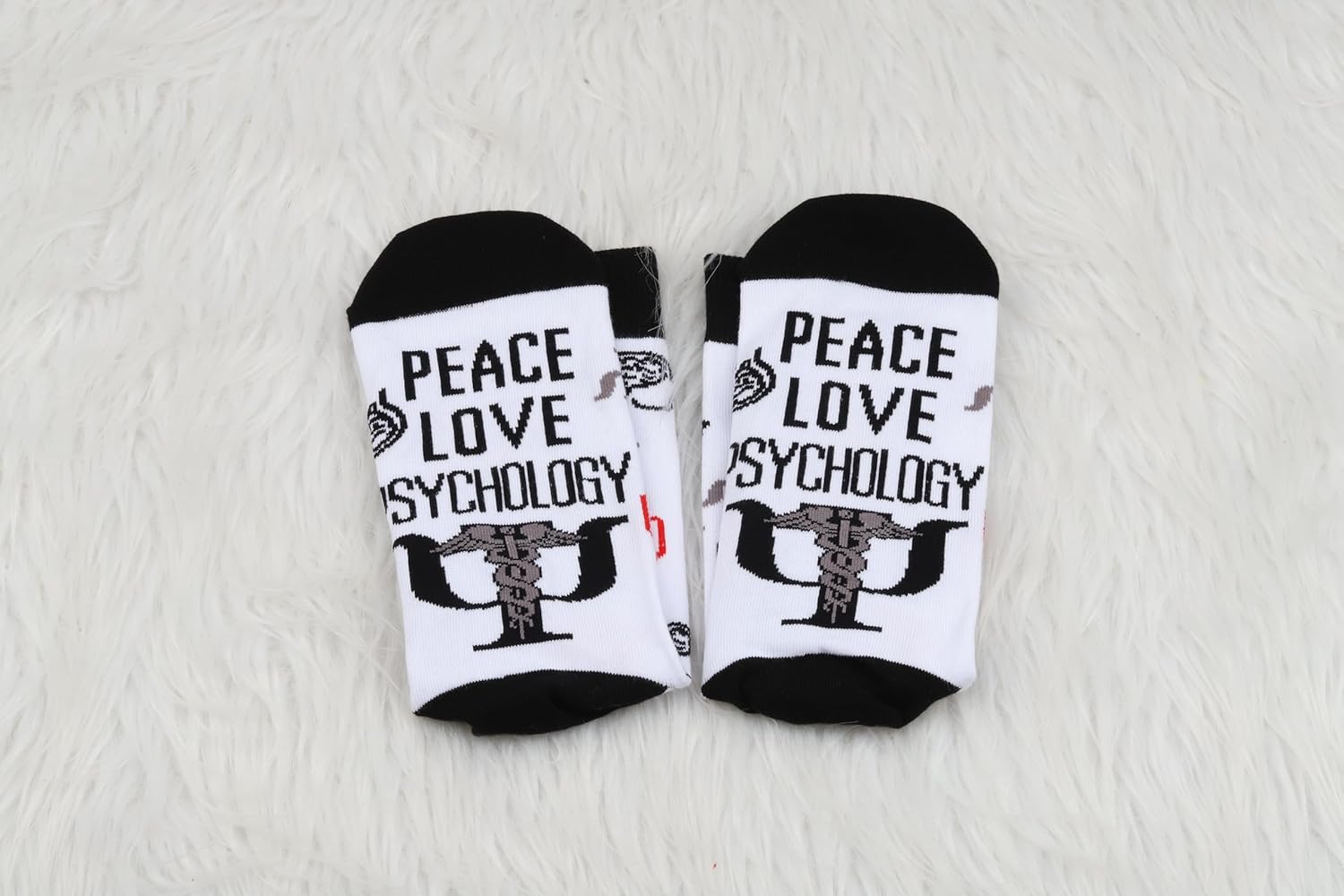 PXTIDY 1 Pair Peace Love Psychology Socks - Mental Health Gift - Image 2