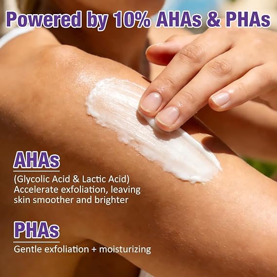 KP Body Scrub for Keratosis Pilaris | 10% AHA + PHA | Smooth Rough, Dry, Bumpy Skin | Exfoliating Body Scrub with Glycolic & Lactic acids | Gentle, Clean Formula | Sensitive Skin Safe, 16 oz, 453g