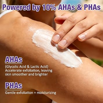 KP Body Scrub for Keratosis Pilaris | 10% AHA + PHA | Smooth Rough, Dry, Bumpy Skin | Exfoliating Body Scrub with Glycolic & Lactic acids | Gentle, Clean Formula | Sensitive Skin Safe, 16 oz, 453g