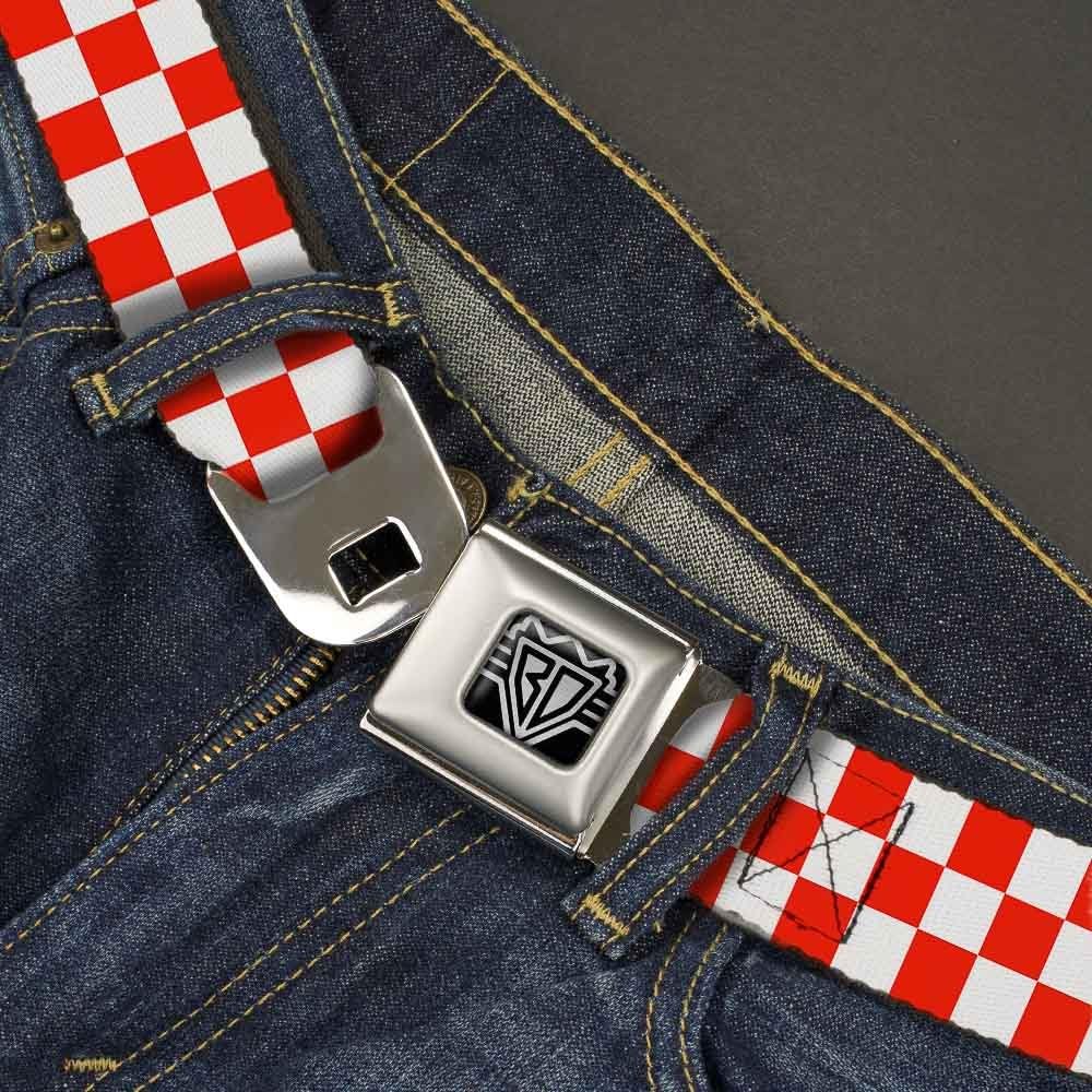 Buckle-Down Seatbelt Belt - Checker Red/White - 1.0" Wide - 20-36 Inches in Length