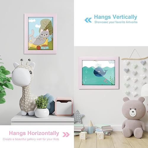 Miniatura 17 de [Paquete de 2] Marcos de arte para niños, marcos de arte para niños, de 8.5 x 11 pulgadas, con apertura frontal, intercambiables, marco de Crema