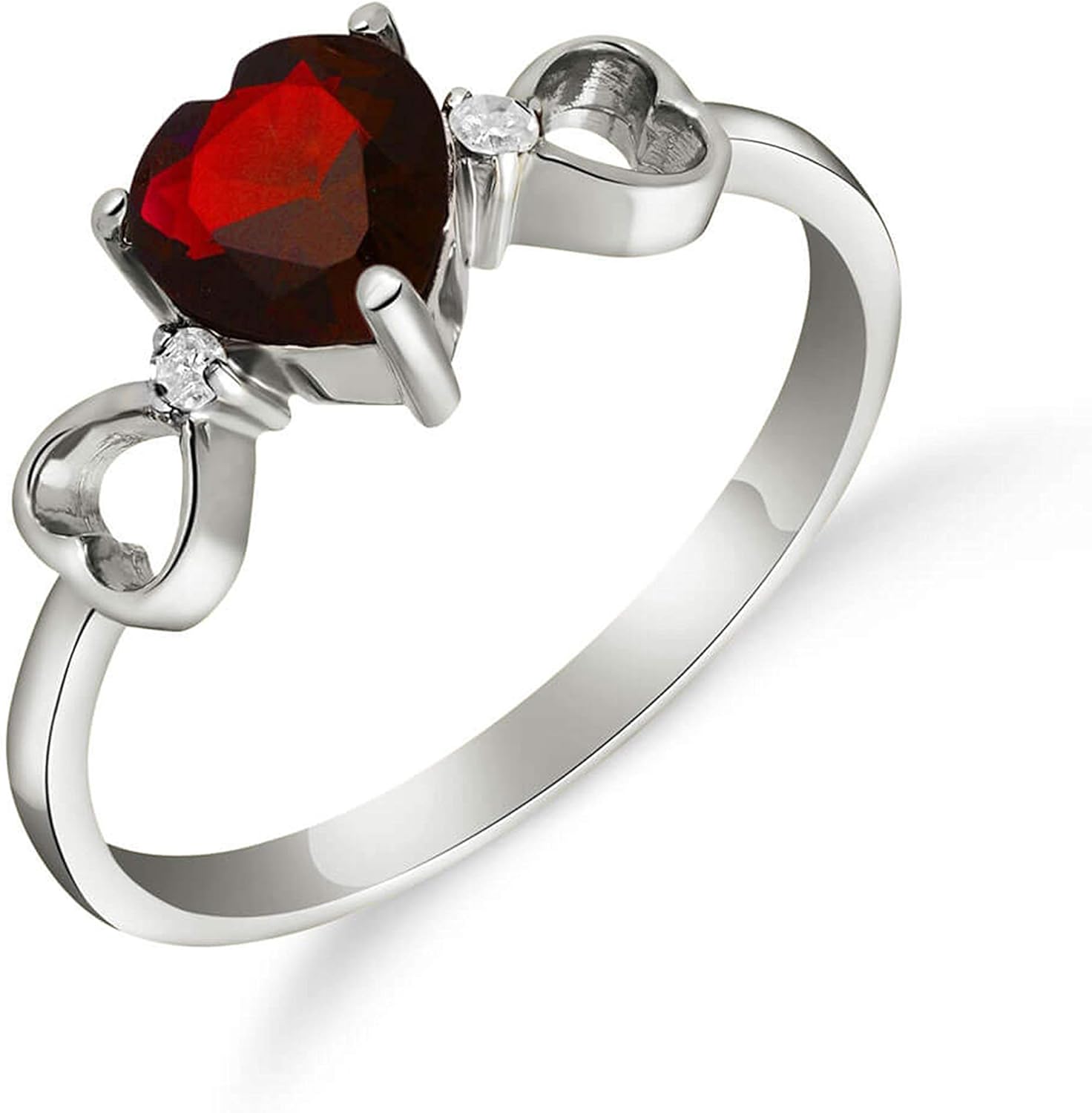 Galaxy Gold GG 14k Yellow, White, Rose Gold Heart-shaped Garnet Ring
