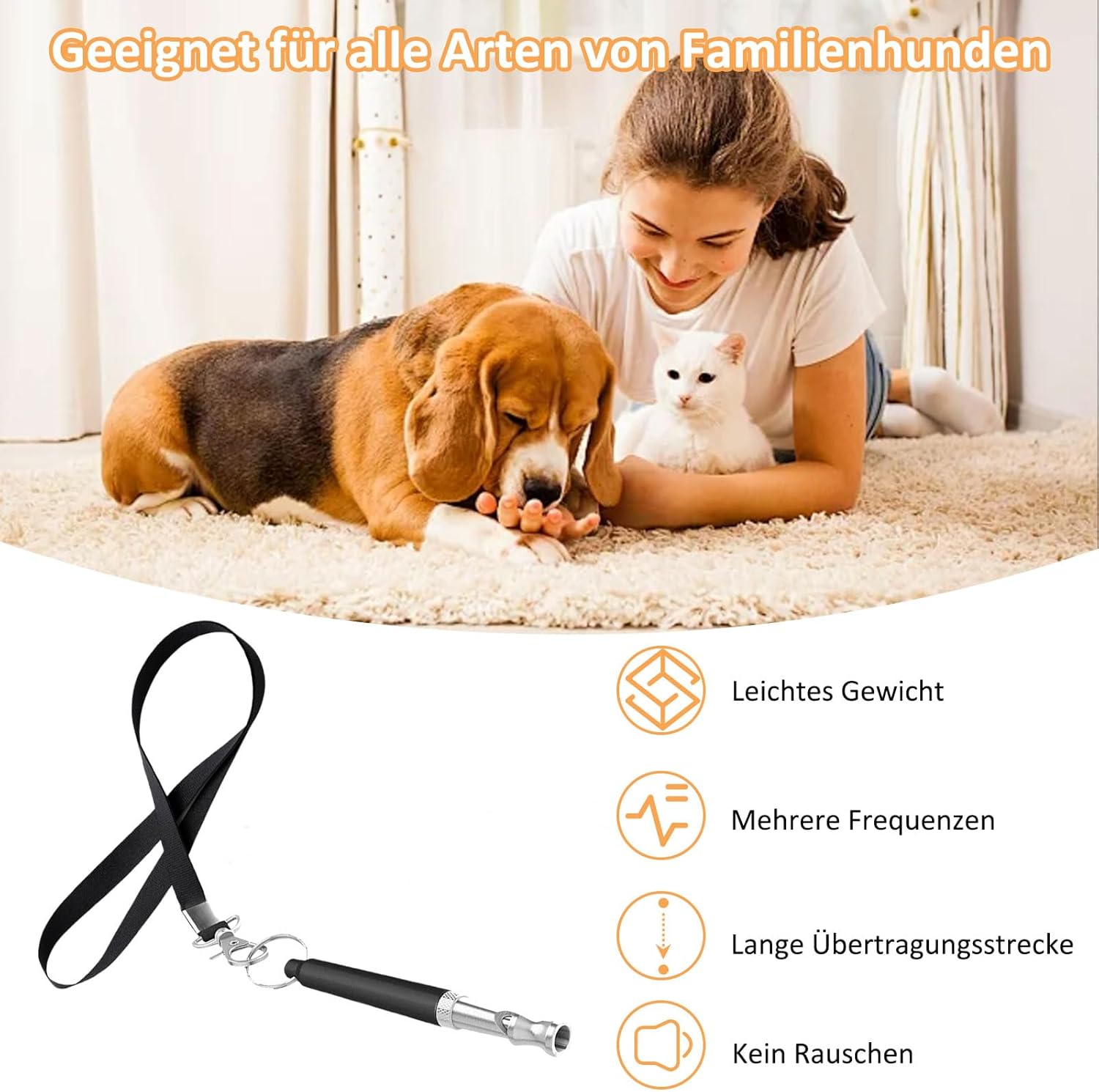 Dog Whistle High Frequency Quiet Ultrasonic Anti Bark Accessory with Lanyard, Adjustable Dog Whistle for All Breeds, Black 6