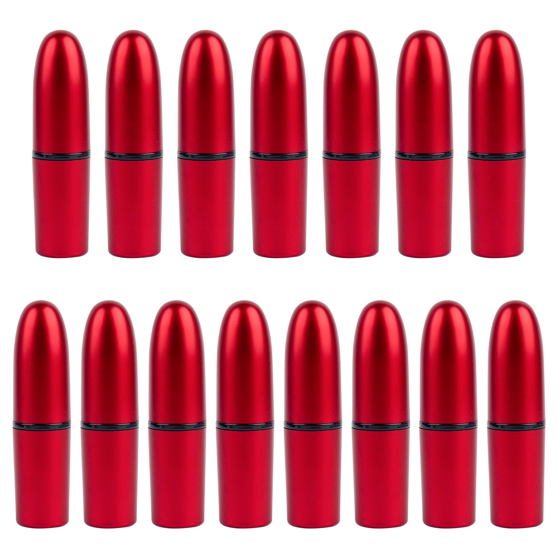AUEAR, Empty Lipstick Tubes Bullet Shaped Holders Lip Balm Container for DIY (Red, 15 Pack) 15 Pack Red