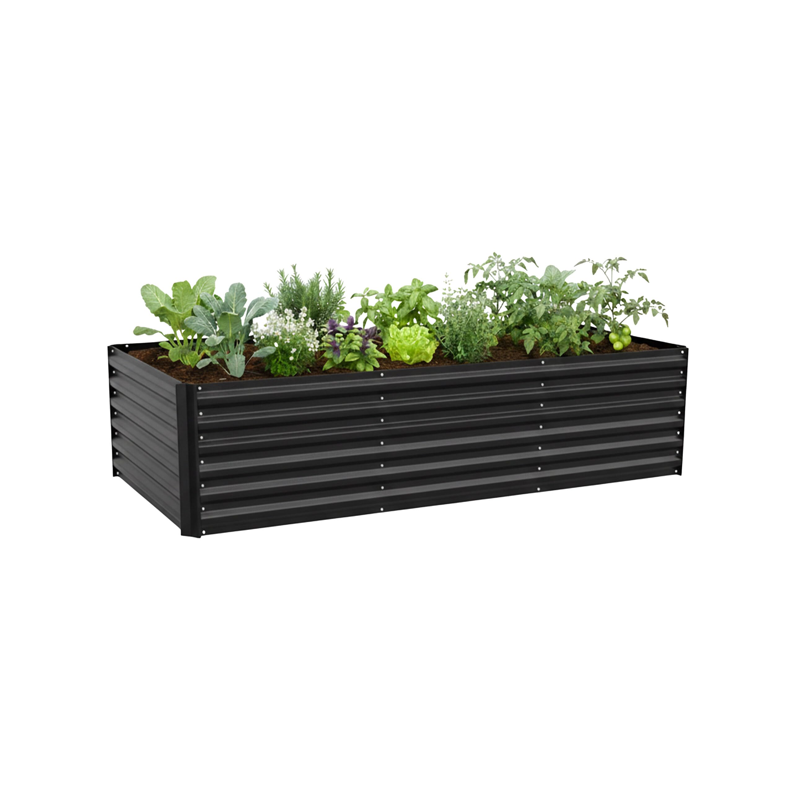 Bac surélevé en métal galvanisé Relaxdays 57x240x90cm noir pour légumes