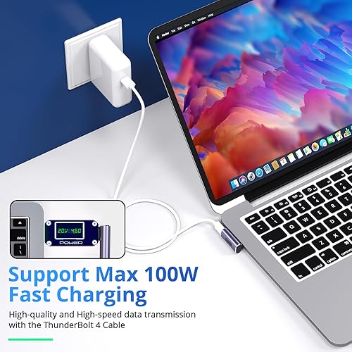 Miniatura 4 de USB C Right Angle Adapter (4 Pack) USBC 90 Degree Adapter with 8K 60Hz Video 40 Gbps Data Transfer PD 100W Compatible for Thunderbolt 3/4, MacBook