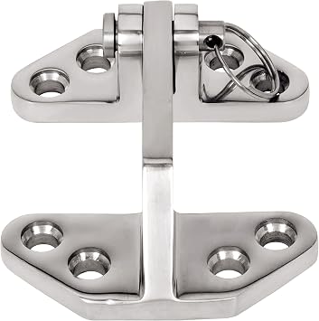 Long Reach Stainless Hatch Hinge, Heavy Duty Marine Grade Stainless Steel 316 Hinge with Removable Pin Ship RV Accessories Yacht Hardware Marine Hatch Hinge