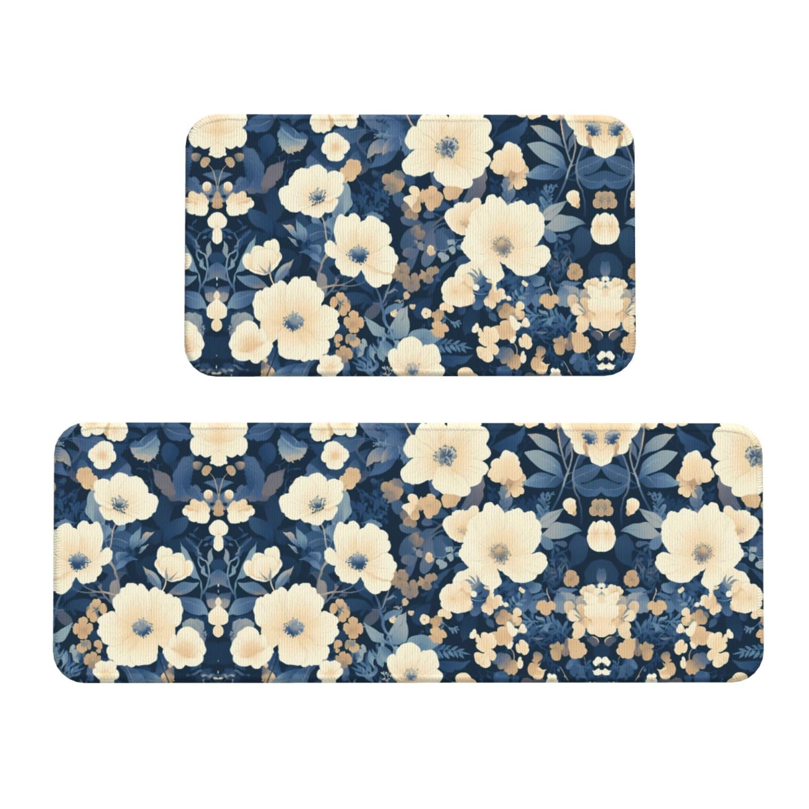 Juego de 2 alfombrillas Blue Branches ideales para dar confort a tu cocina y entrada