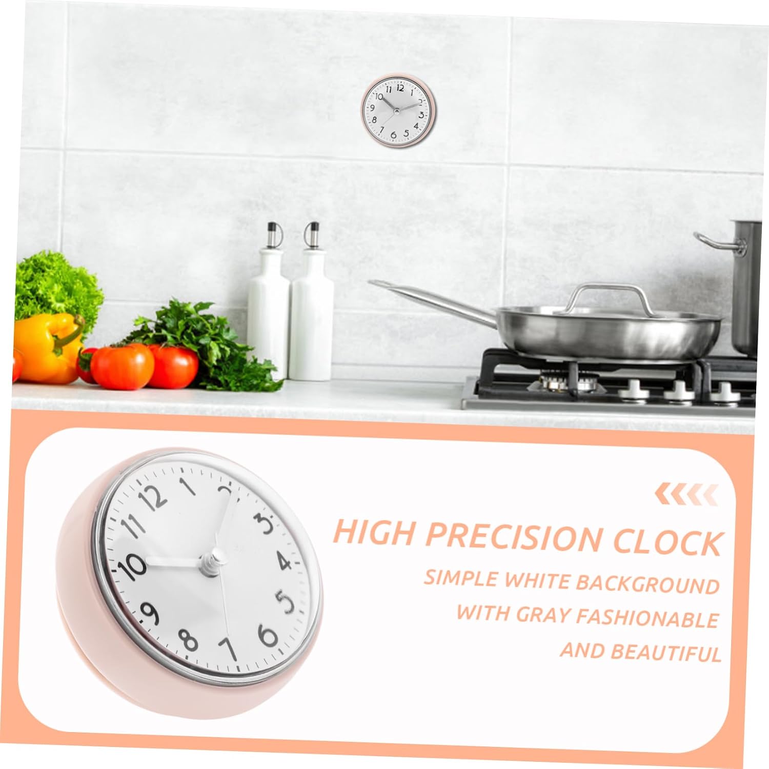 BESTYASH Shower Clock with Suction Cup Battery Operated Bathroom Wall Clock Fog Design for Kitchen Tile Mirror Installation Easy to Mount and Resistant to Deformation