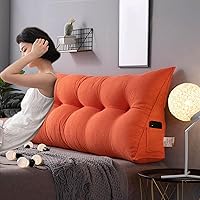 Vista 4 de Almohada triangular de cuña, respaldo de cabecera de vellón, cojín grande para reposo en cama, almohadas de lectura, almohada de apoyo de Naranja