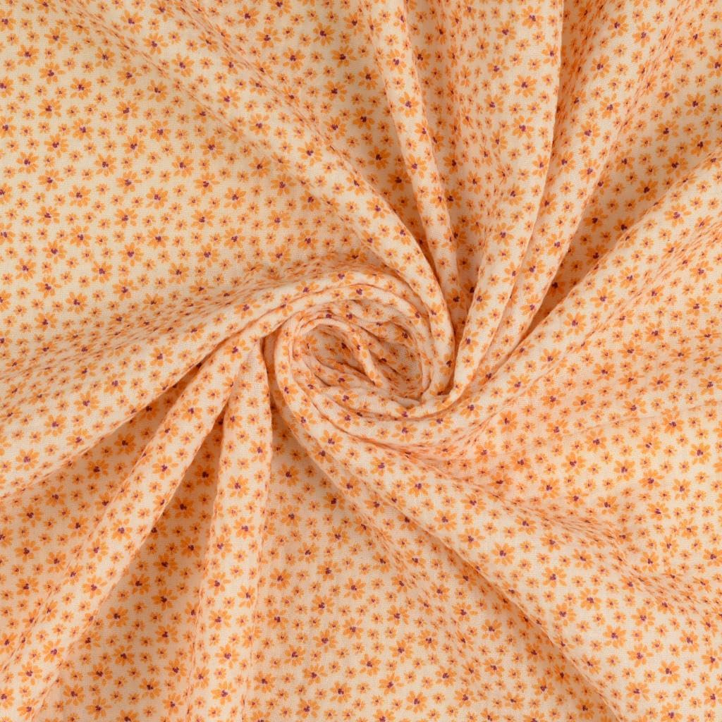 Cotton Double Gauze Muslin Fabric Material Daisies Mustard 1/2MTR