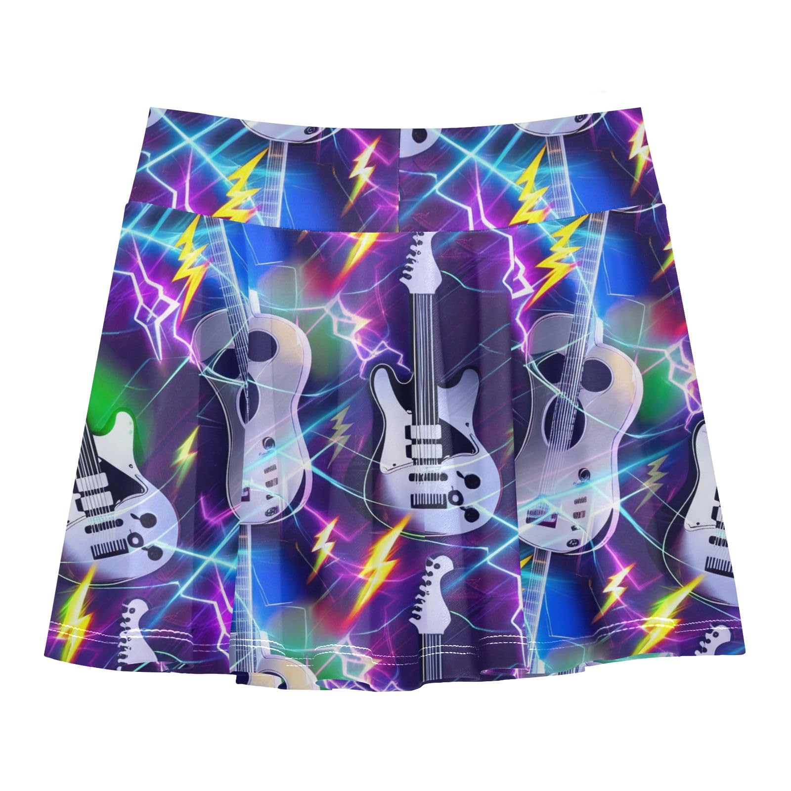 CHIFIGNO Cool Guitars Purple Lightning Girls' Athletic Skorts Tennis Golf Skirts 2-in-1 Running Skirt with Shorts Size 11-12