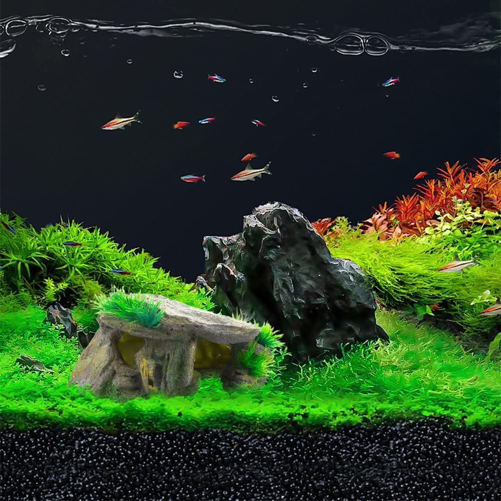 Amazon.co.jp: ESJNNK 水族館 シェルター 隠れ家 装飾 洞窟 岩 爬虫類