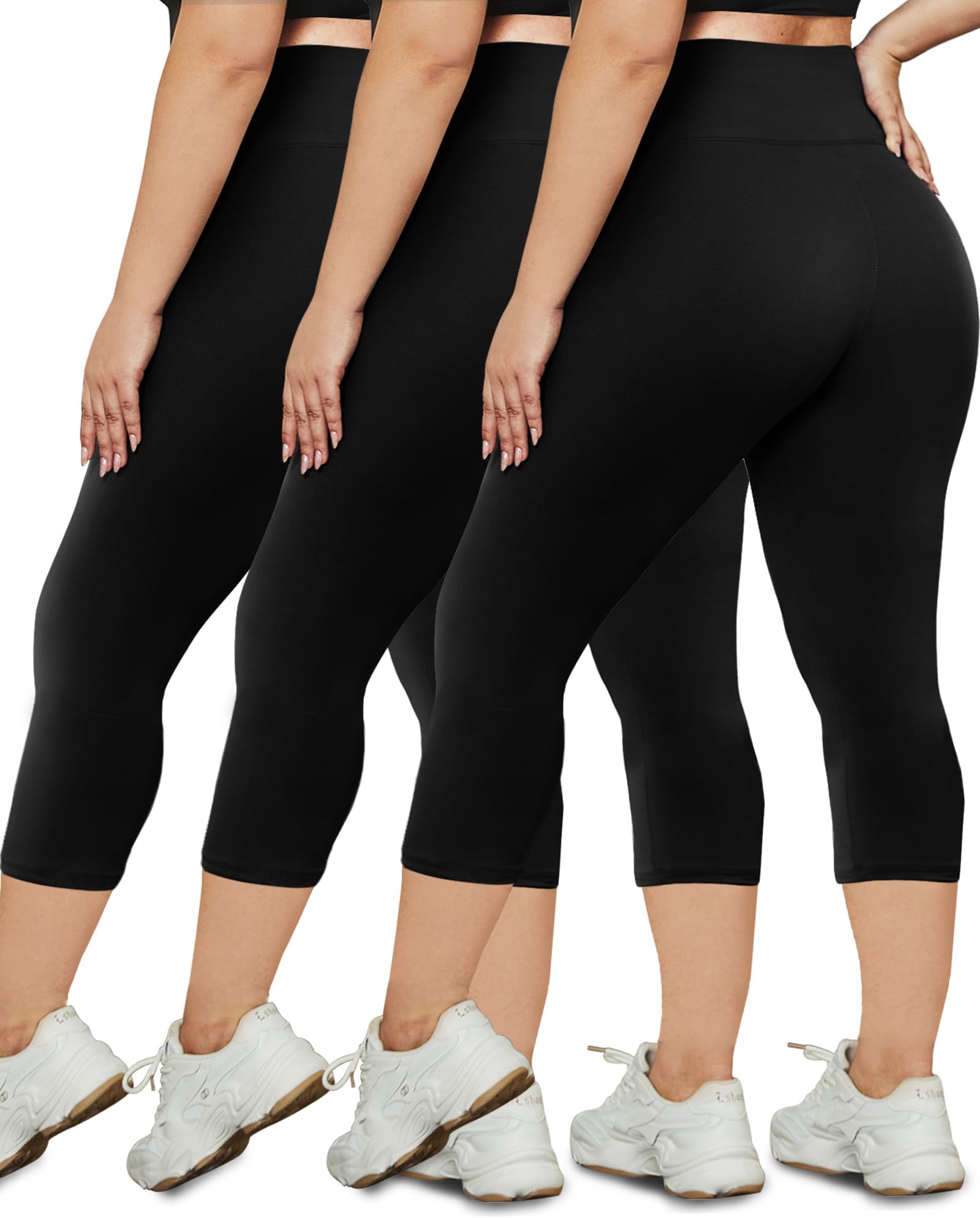 HLTPRO 3 Pack Plus Size Leggings for Women(X-Large - 4X)- High Waist Stretchy Buttery Soft Pants for Workout Running Yoga