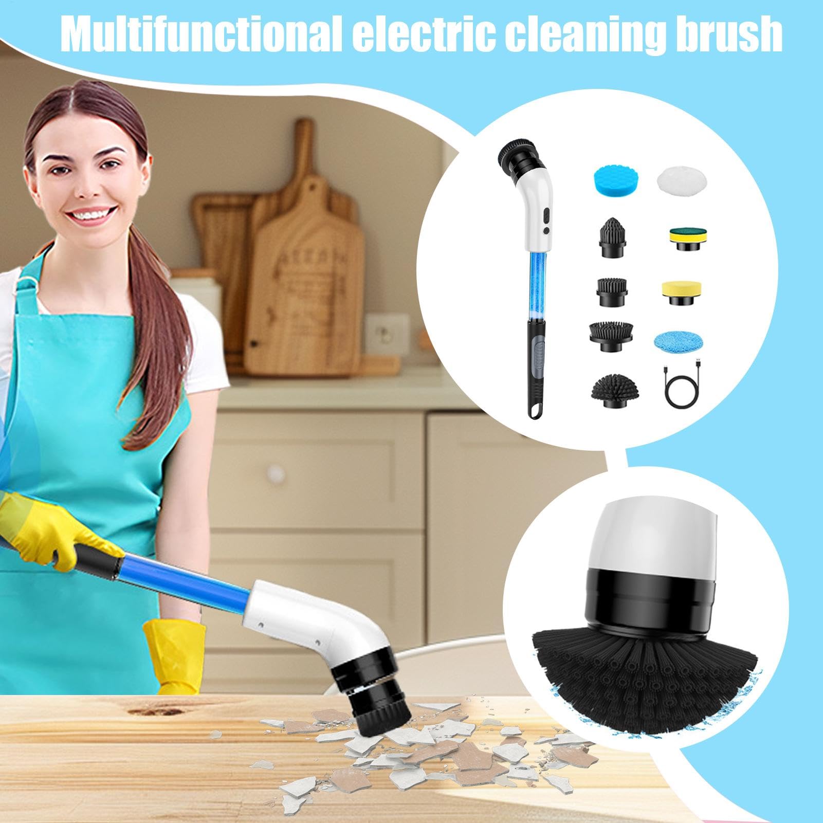 Brosse de Nettoyage de Salle de Bain | Brosse de Nettoyage électrique sans