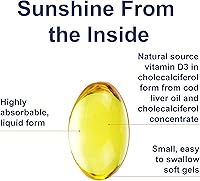 Vista 3 de Carlson - Gemas solares D, suplemento de vitamina D3 y Omega-3, 4000 UI (100 mcg) D3, 115 mg Omega-3 EPA y DHA, cápsula de aceite de pescado