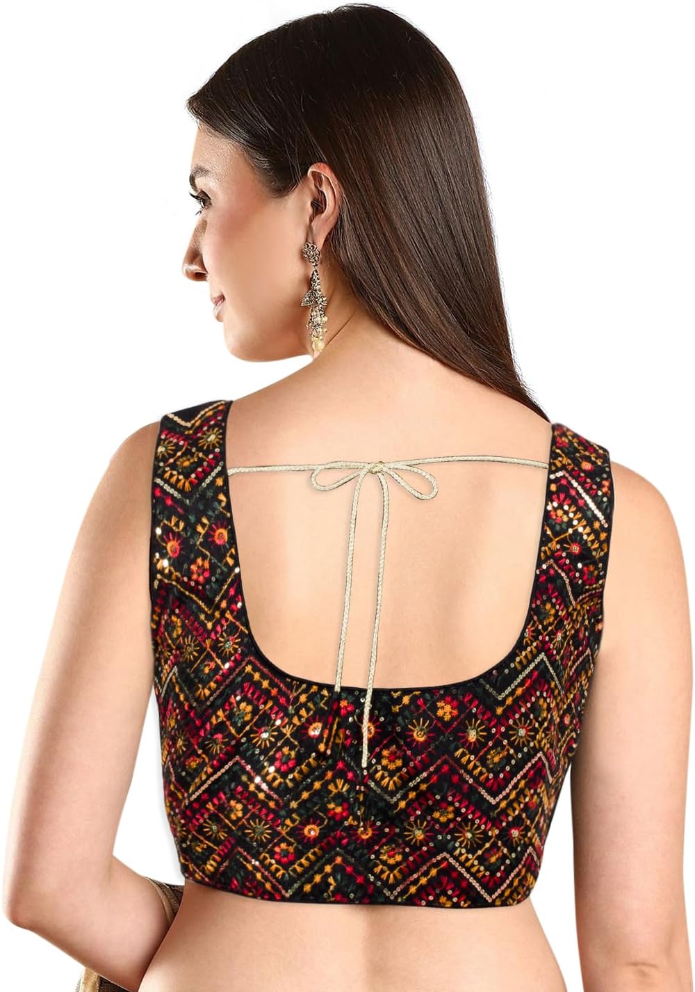 Chandrakala Sequin Embellished Readymade Saree Blouse for Women (B228-P) - Image 2