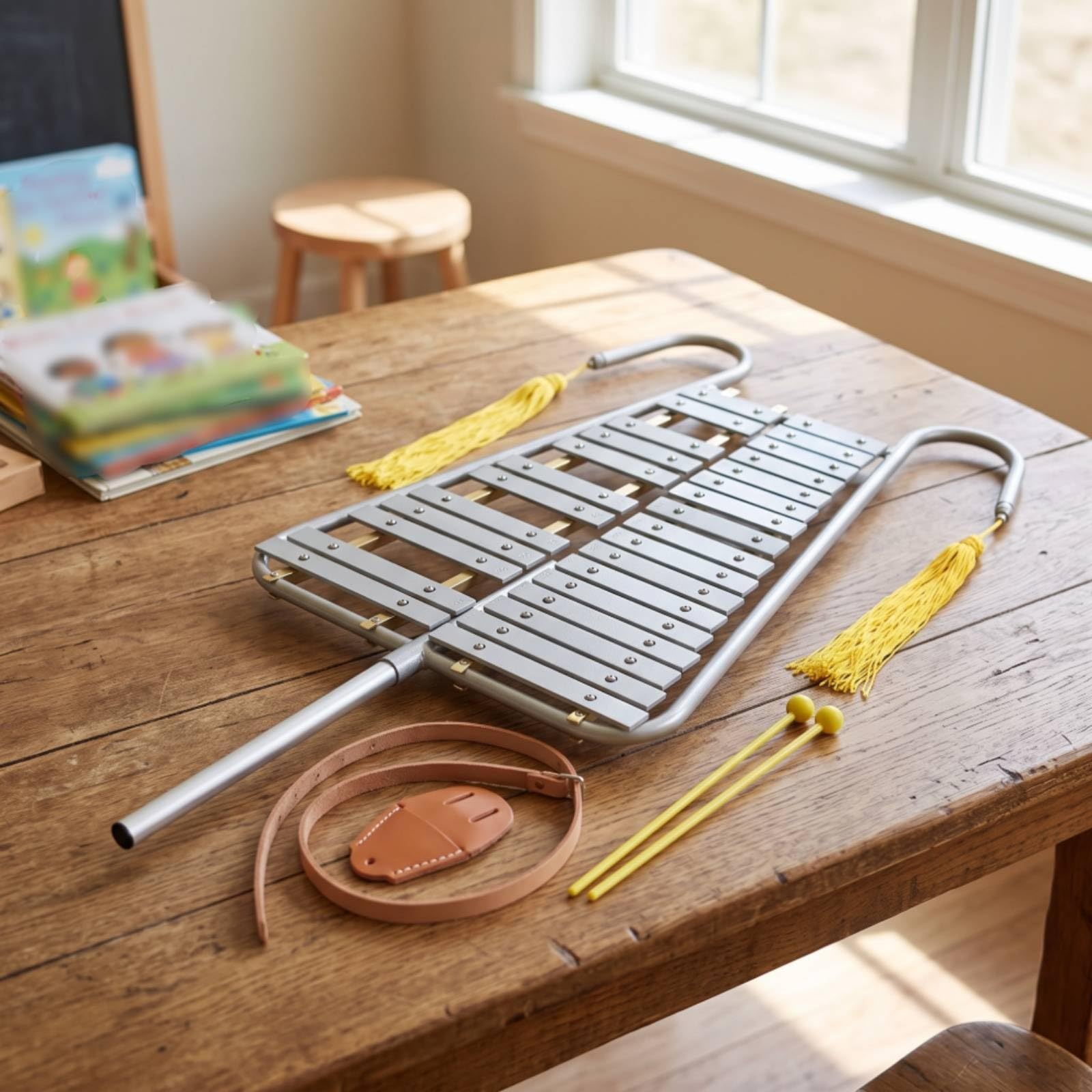 Glockenspiel da Marcia Leggero Metallofono con Tracolla Compatto Strumento Musicale a Percussione per Musicisti, Studenti, Concerti