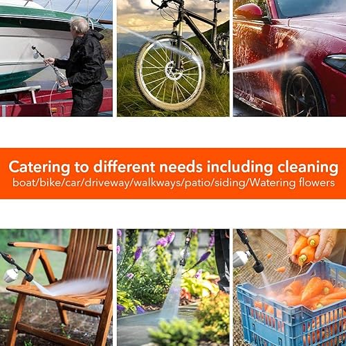 Miniatura 5 de ROCKPALS Pistola de lavado a presión inalámbrica, 2 baterías de 40 V máx. 870 PSI Lavadora eléctrica con accesorios, limpiador de energía portátil