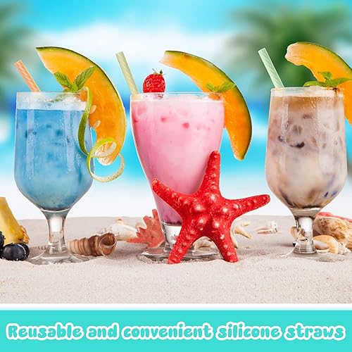 Miniatura 5 de Meanplan Pajitas de silicona reutilizables, juego de 4 popotes de crucero con estuche, reutilizables, de silicona, sin olor, portátil, para fiestas,