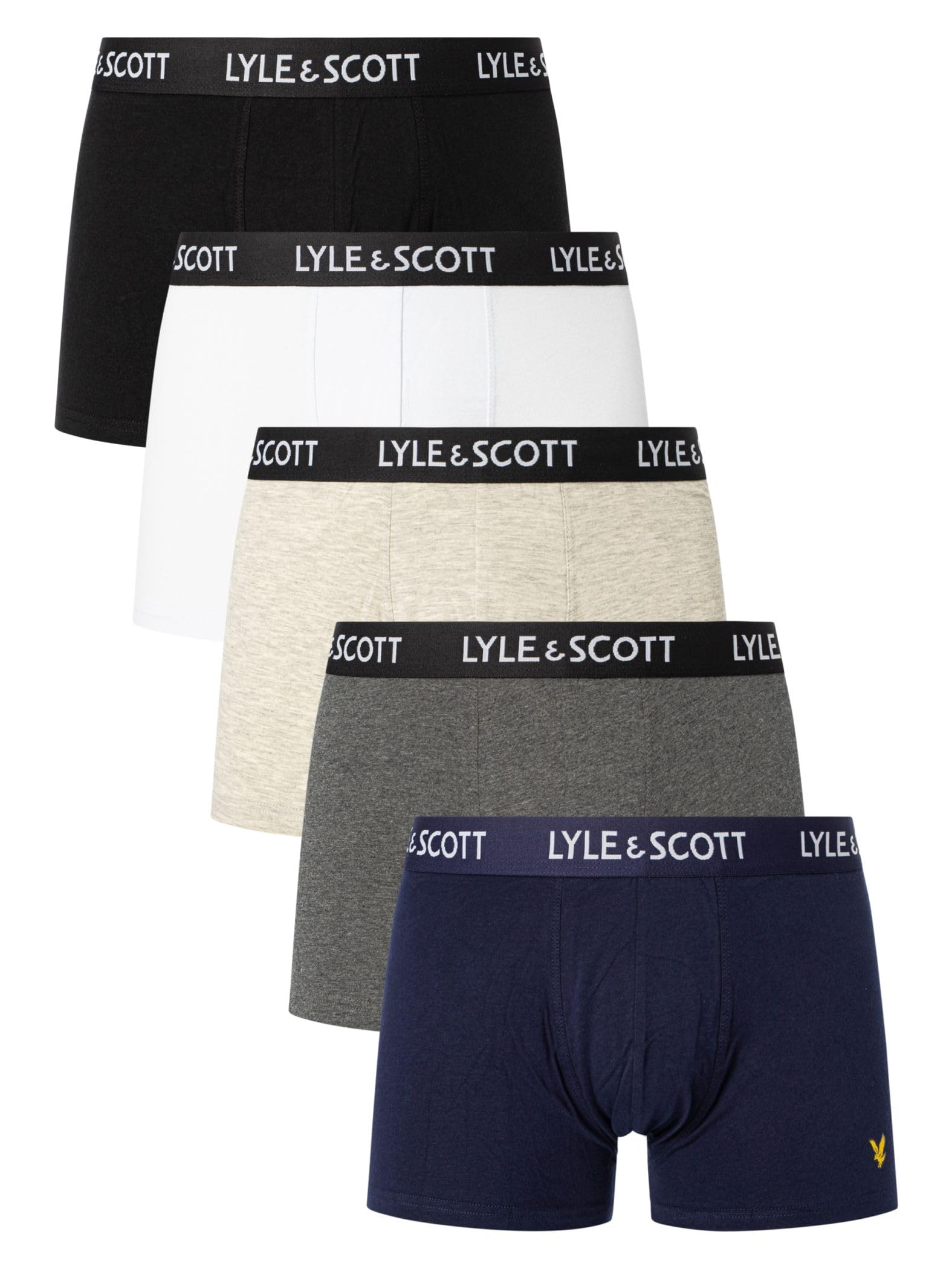 Lyle & Scott Mens 5 pack Miller Trunks Black/Navy/Grey XL