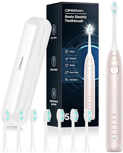 Miniatura 8 de Operan Electric Toothbrush for Adults and Kids Rechargeable Sonic Toothbrush with 5 Modes 2-Min Smart Timer IPX7 Waterproof 40,000 VPM Motor with 8
