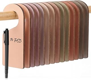 Patelai 14 Pcs Blank Wooden Clothing Rack Divider with Marker Pen Closet Blank Organizers Hanger Separators Hanging Closet Divider for Home Nursery Clothes(Earth Colors)