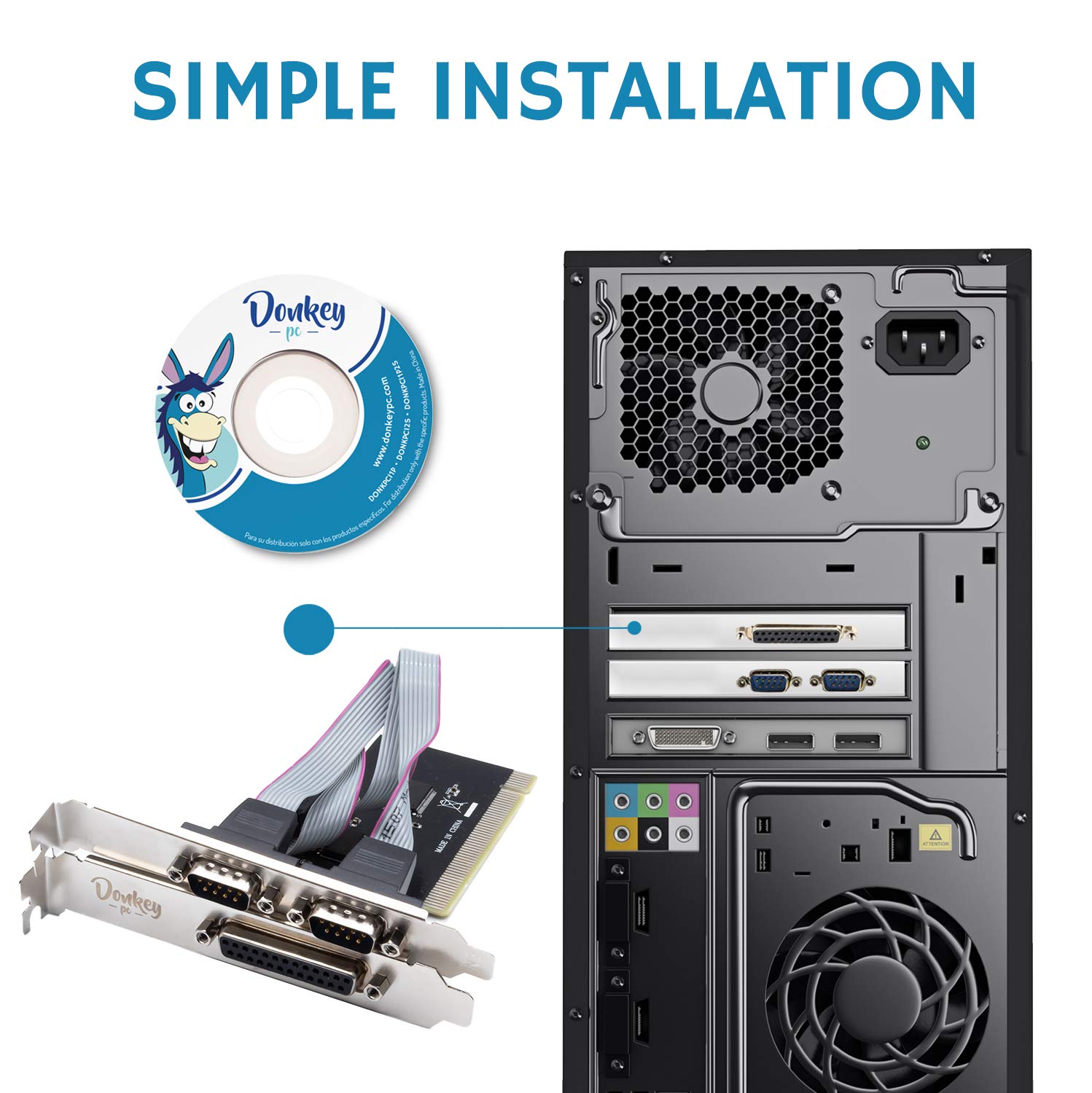 Carte PCI avec 2 ports série DB9 RS232 + 1 carte adaptateur de port LPT parallèle DB25 pour PC. Carte PCI parallèle avec carte d'extension à 2 ports série.