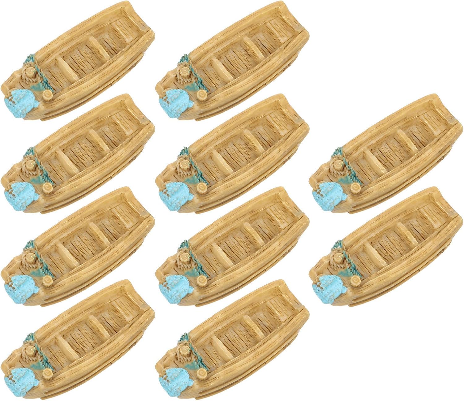 VICASKY 10 Piece Resin Mini Boat Decorations for Garden and Home Display