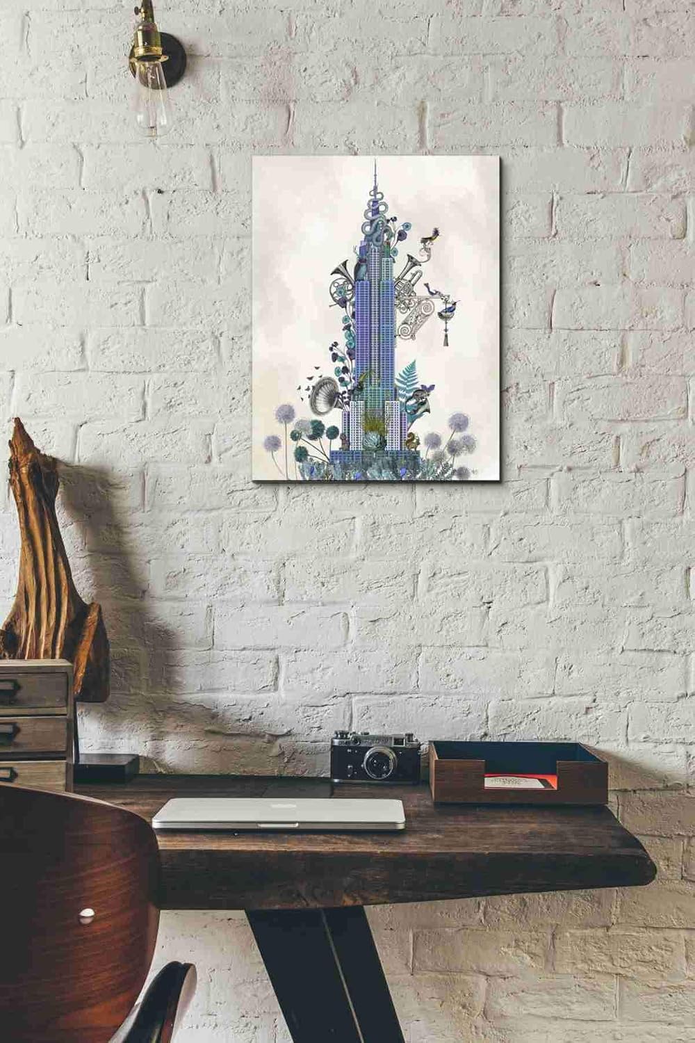 Epic Graffiti 'New York Empire State Building, Menagerie' by Fab Funky Canvas Wall Art, 12"x16"