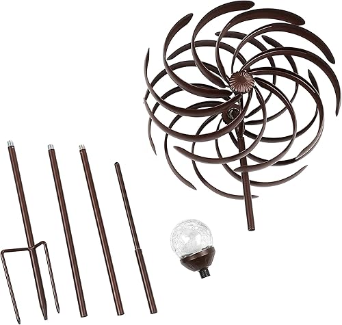 Miniatura 5 de Steady Doggie - Molinillo de viento solar con hojas de sauce 6.3 pies de iluminación LED con energía solar para decoración de patio y jardín