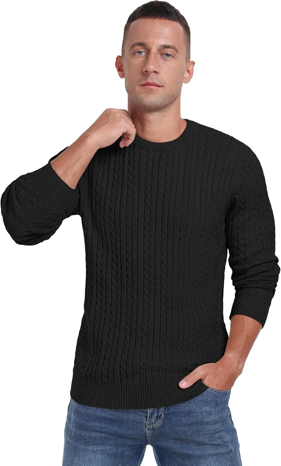 Sailwind Men's Crewneck Pullover Sweater Lightweight Casual Twist Knitted Sweaters - Image 5