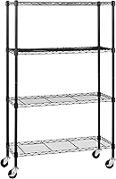 Amazon Basics Heavy Duty 4-Shelf Garage Storage Shelving Unit with 3" Casters, Adjustable Wire Rack, 1400 lbs Capacity, 36x14x58", Black
