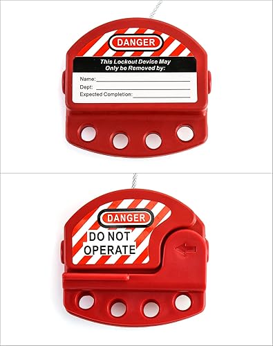 Miniatura 4 de QWORK Bloqueo de cable de etiquetado de bloqueo, bloqueo de cable recubierto de vinilo de acero ajustable, 316 pulgadas de diámetro, 5.9 pies de